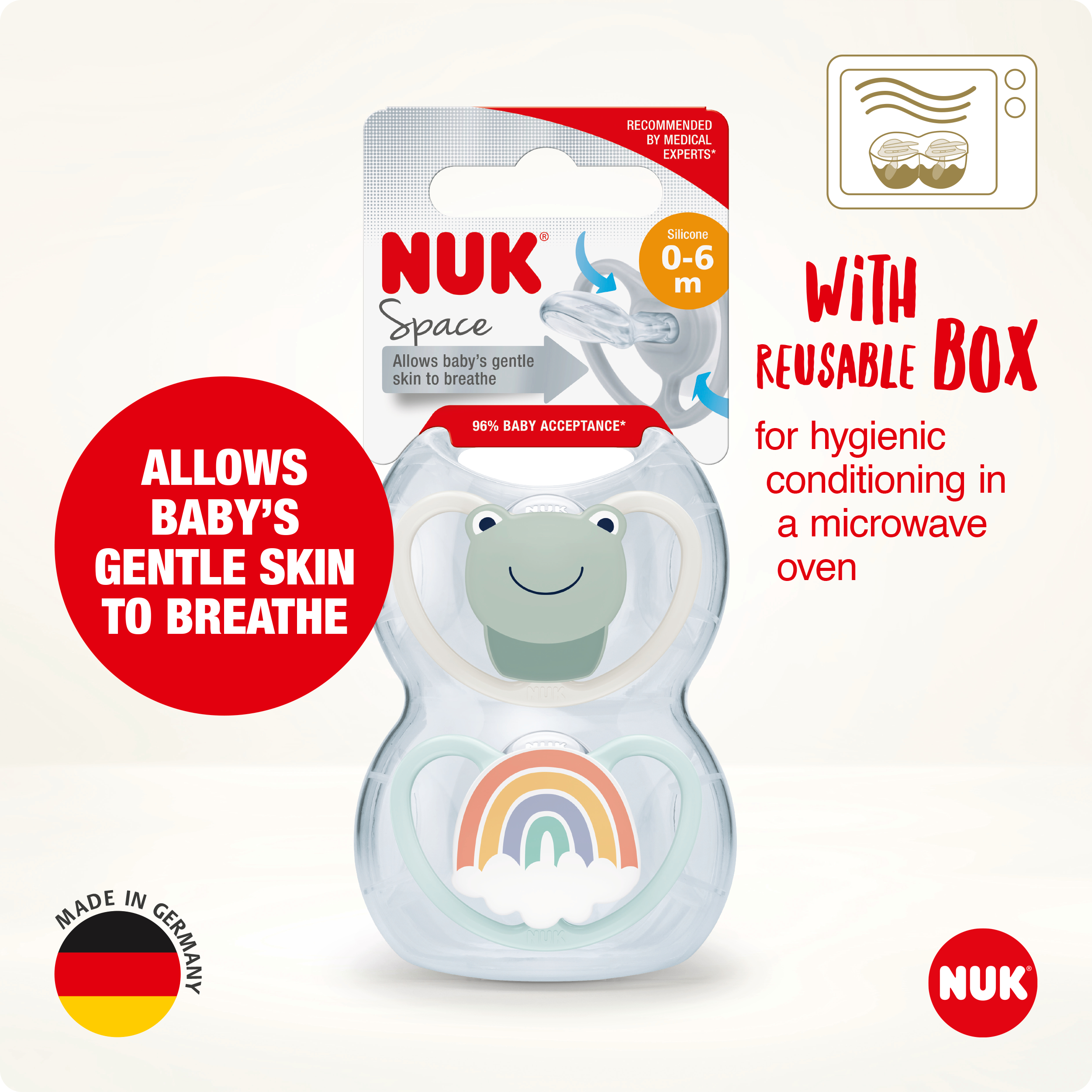 Silikona māneklis NUK SPACE, 0-6 mēn., 2 gab. - Image 2