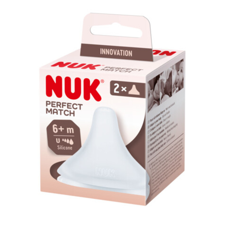 NUK Perfect Match knupis U izmēra silikona 6+ mēneši, 2 gab