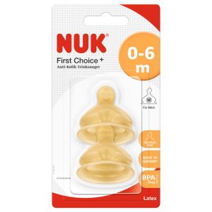NUK First Choice+ Lateksa M izmēra knupis, (0-6 mēneši),  2 gab.