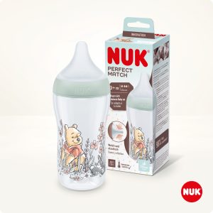 NUK Perfect Match pudele ar silikona M izmēra knupi, 260 ml (Vinnijs Pūks)