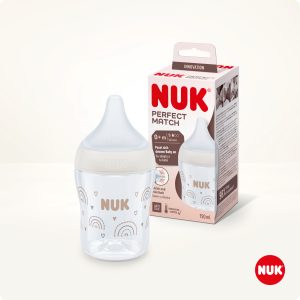 NUK Perfect Match pudele ar silikona S izmēra knupi, 150 ml (Varavīksne)