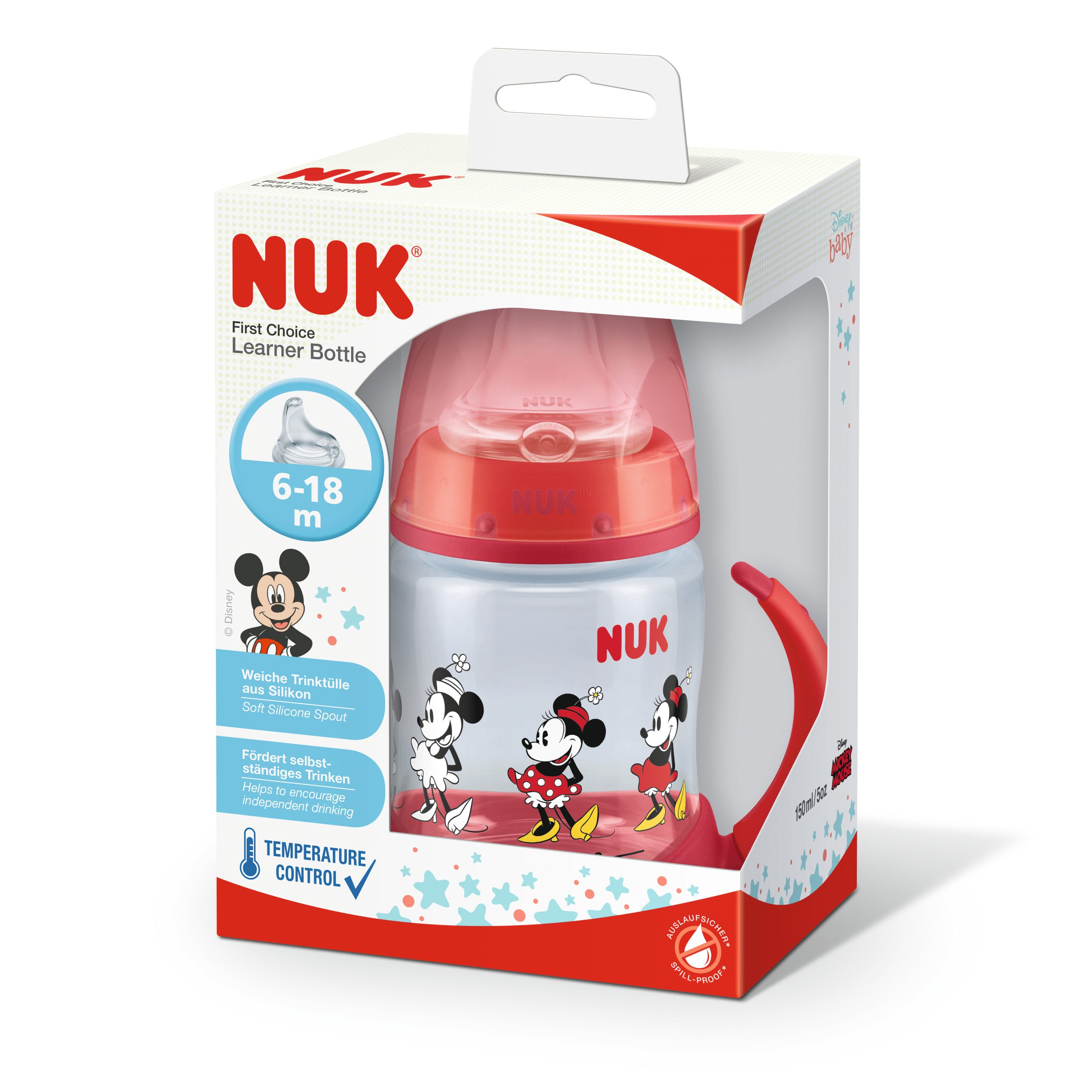 NUK First Choice Disney Mickey Mouse Mācību pudelīte un TK ar silikona snīpīti, 150ml (6-18 mēn.) - Image 4