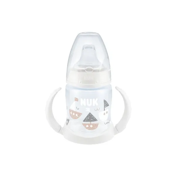NUK First Choice Mācību pudelīte ar silikona snīpīti un temperatūras kontroles indikatoru, 150ml (6-18 mēn.)