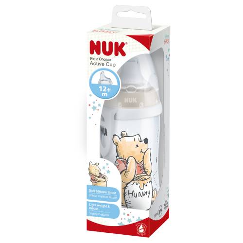 NUK First Choice+ Disney Winnie the Pooh Mācību pudelīte ar silikona snīpīti, 300ml (12+ mēn.)