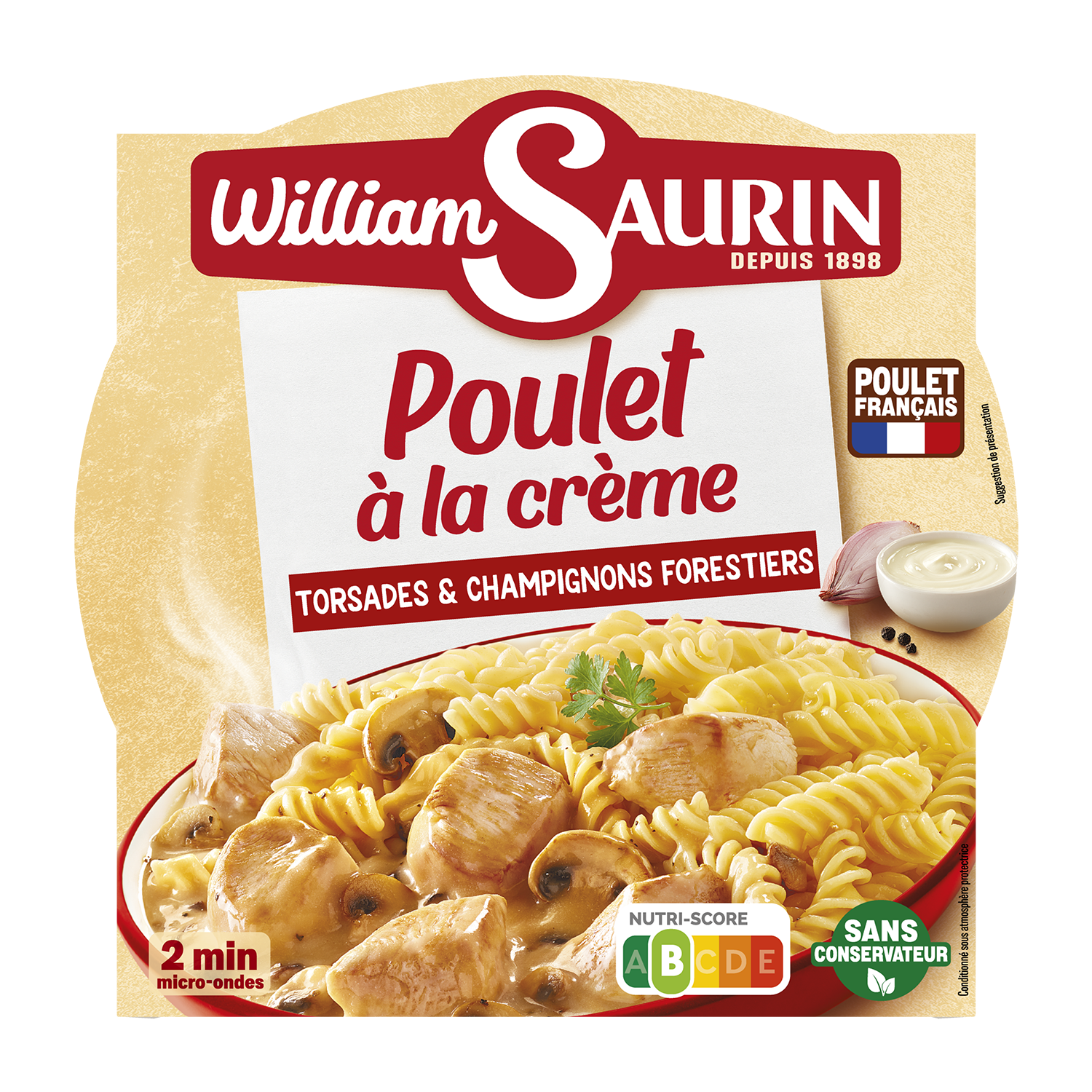 William Saurin Vista krējuma mērcē ar makaroniem un sēnēm, trauciņā, 280g