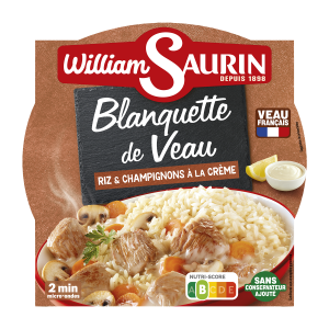 William Saurin Šefpavāra sautēta teļa gaļa krēmīgi baltajā mērcē ar rīsiem un sēnēm, trauciņā, 285g